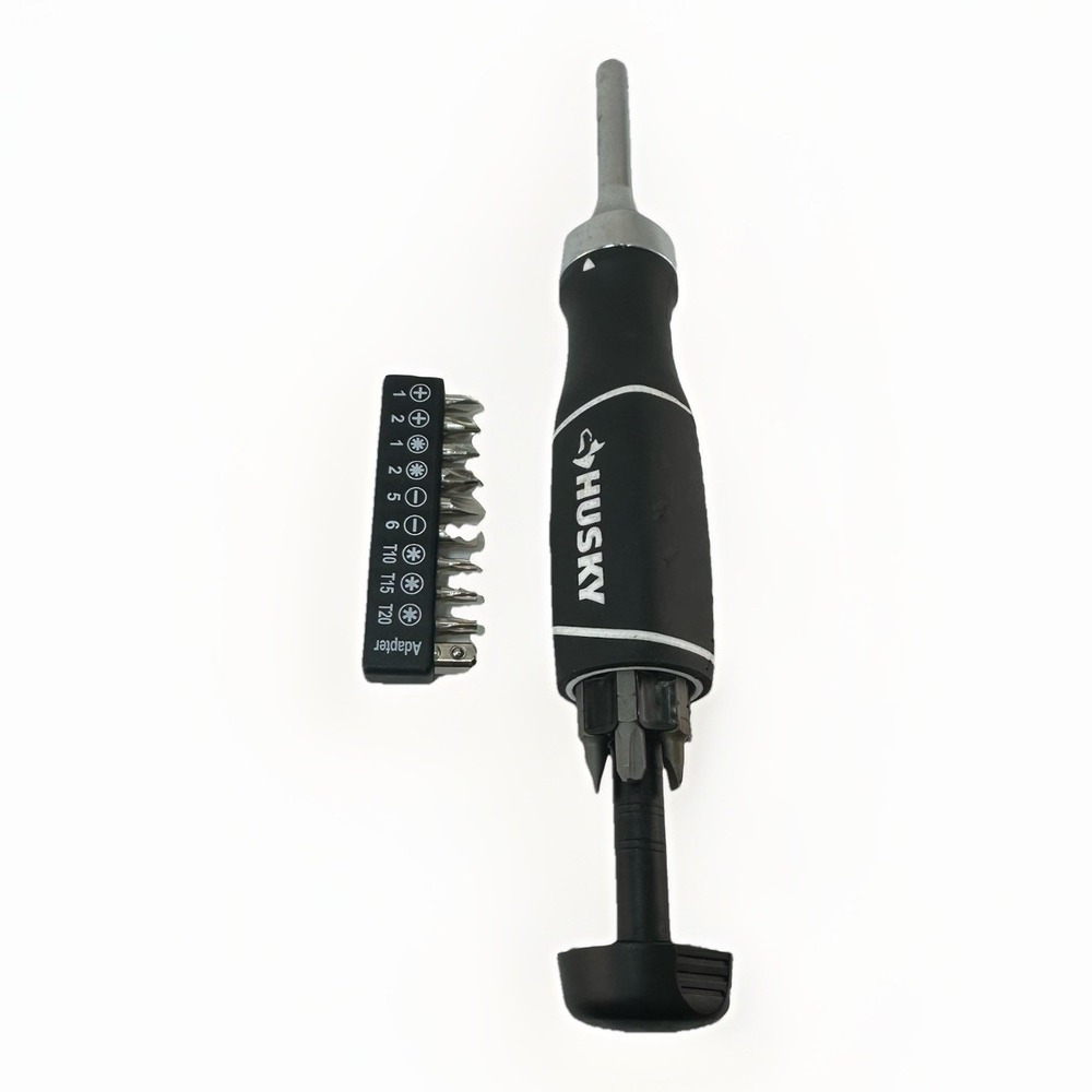 Husky Ratcheting Multi-Bit Screwdriver 10-Piece Set Magnetic Driver